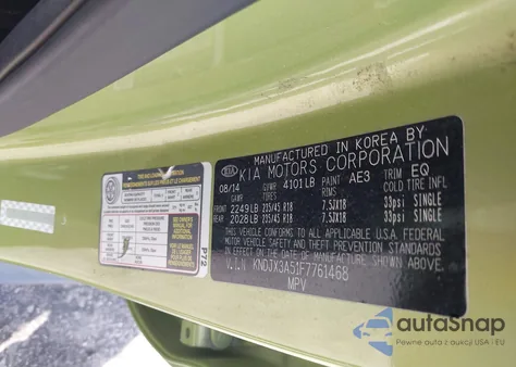 2015 Kia Soul ! from USA, damaged, VIN KNDJX3A51F7761468